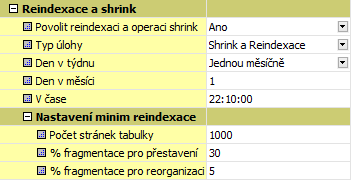 Reindexace a shrink